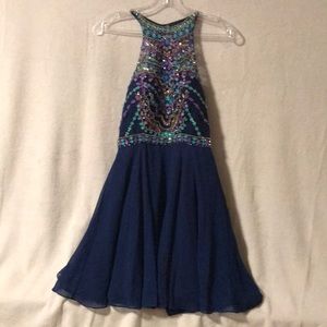 Blue beaded formal dress